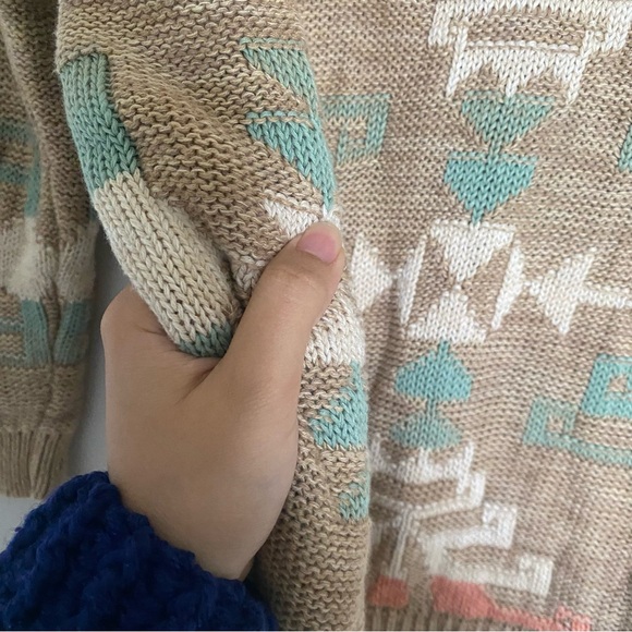 Ralph Lauren Tan Aztec Southwestern Sweater Cotton/Linen Blend Size L - Picture 4 of 9